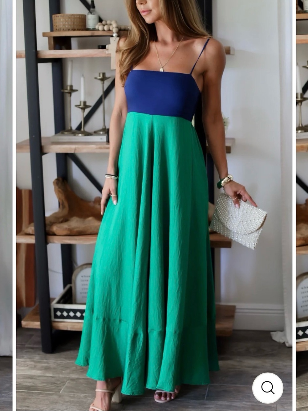 Hailey Colorblock Maxi Dress in Blue and Green